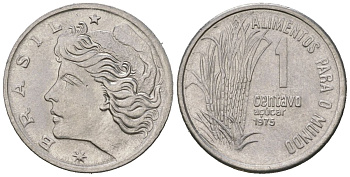 Бразилия 1 сентаво 1975 ФАО - Сахарный тростник KM 585 нержавеющая сталь UNC 4618-744