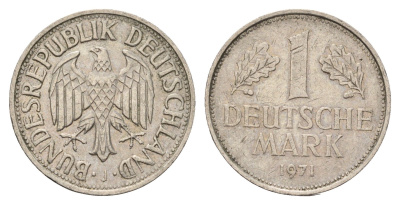 ФРГ 1 марок 1971 J KM 110, J 385 медно-никель 4675-254