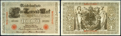 Германия 1000 марок 1910 Pick 44b бумага 7375-55-3-1