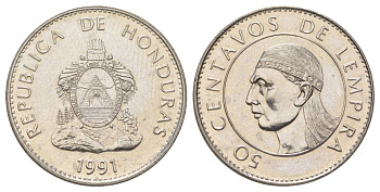 Гондурас 50 сентаво 1991 KM 84a.1 сталь плакированная никелем UNC 4622-1147