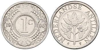 Нидерландские Антилы 1 цент 1990 Беатрикс (1980-2013) KM 32 алюминий 4174-761