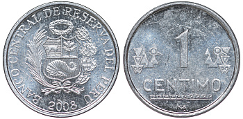 Перу 1 сентимо 2008 LIMA KM 303.4a алюминий aUNC 4189-1033