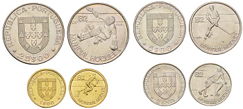 Португалия набор из 4 монет (1, 2,5, 5 и 25 эскудо) 1982 Чемпионат мира по хоккею на роликах KM 612, 613, 615 и 616 UNC 4670-1036-1037