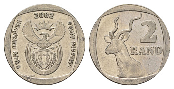 ЮАР 2 ранда 2002 KM 273 медь плакированная никелем 4626-1226