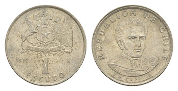 Чили 1 эскудо 1972 Хосе Мигель Каррера KM 197 медно-никель UNC 4644-1239