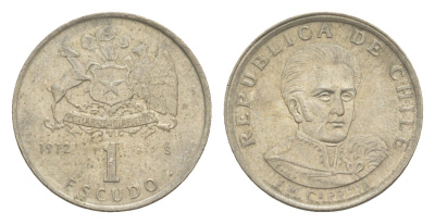 Чили 1 эскудо 1972 Хосе Мигель Каррера KM 197 медно-никель UNC 4644-1239