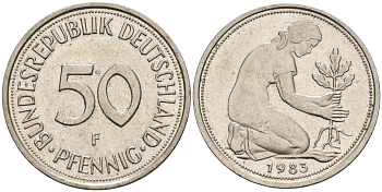 ФРГ 50 пфеннигов 1983 F KM 109, J. 384 медно-никель 4177-721