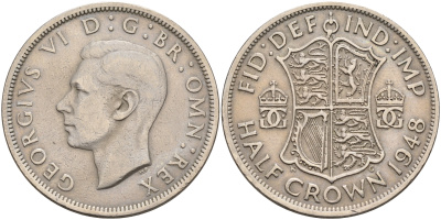 Великобритания 1/2 кроны 1948 Георг VI (1936-1952) KM 866, Spink 4101 медно-никель 4367-122