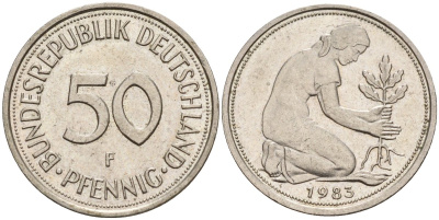 ФРГ 50 пфеннигов 1983 F KM 109, J. 384 медно-никель 4177-721