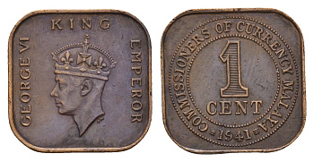 Малайя 1 цент 1941 Георг VI (1936-1952) KM 2 бронза 4679-711