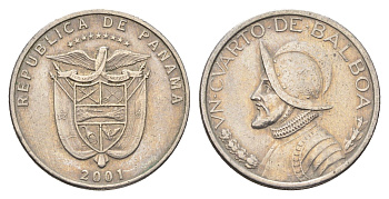 Панама 1/4 бальбоа (25 сентесимо) 2001 KM 128 медь плакированная медно-никелем 4663-816