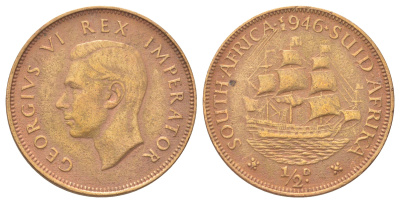 ЮАР 1/2 пенни 1946 KM 24 бронза 4620-423