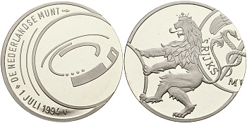 Нидерланды медаль 1994 монетный двор, 33 мм, 18 гр серебро PROOF 1-5-2-16