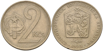 Чехословакия 2 кроны 1973 KM 75 медно-никель 4141-524
