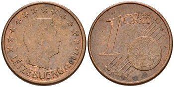 Люксембург 1 евроцент 2002 Великий Герцог Анри KM 75 сталь плакированная медью 4596-847