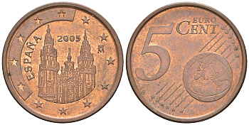Испания 5 евроцентов 2005 KM 1042 сталь плакированная медью 60-644