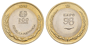 Португалия 200 эскудо 1998 Международный год океана - ЭКСПО, 1998 KM 706 биметалл UNC 34-546