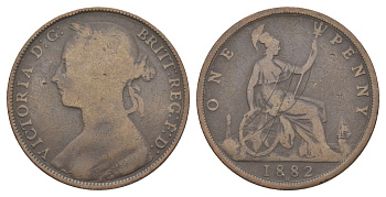 Великобритания 1 пенни 1882 Виктория (1837-1901) KM 755, Spink 3954 бронза 4645-736