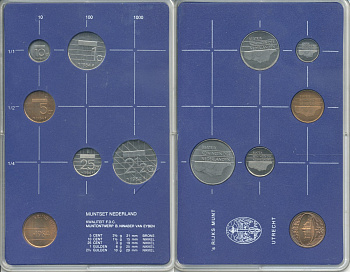Нидерланды набор из 5 монет + жетон монетного двора 1984 в пластике UNC 1-6-1-06