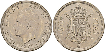 Испания 50 песет 1975 (80) Хуан Карлос I (1975-2014) KM 809 медно-никель    180-543