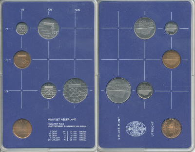 Нидерланды набор из 5 монет + жетон монетного двора 1984 в пластике UNC 1-6-1-06