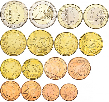 Люксембург евронабор 8 монет 2012 1, 2, 5, 10, 20, 50 евроцентов, 1, 2 евро UNC 183-1121