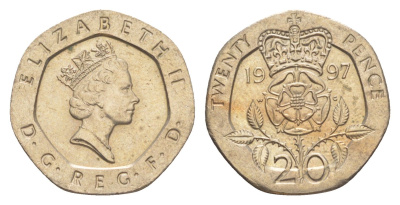 Великобритания 20 пенсов 1997 Елизавета II (1952-2022) KM 939, Spink 4361 (G2) медно-никель aUNC 4639-913