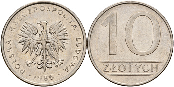 Польша 10 злотых 1986 MW KM 152.1 медно-никель    4601-1016