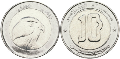 Алжир 10 динаров 2004 KM 124 биметалл UNC 4529-317
