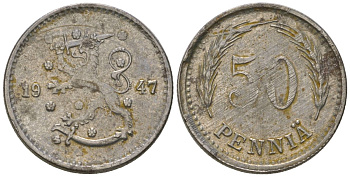 Финляндия 50 пенни 1947 S KM 26b железо 4174-1242