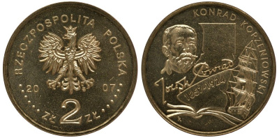 Польша 2 злотых 2007 150 лет со дня рождения Конрада Коженёвского (1857-1924) KM 591 нордик UNC 4676-445