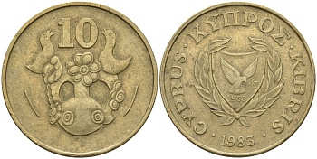 Кипр 10 центов 1983 KM 56.1 никель латунь 4141-1124