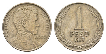 Чили 1 песо 1977 KM 208 медно-никель 4656-1031