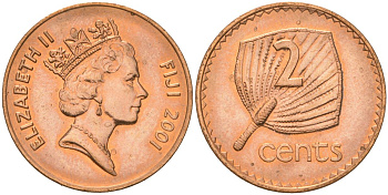 Фиджи 2 цента 2001 KM 50a цинк плакированный медью UNC 4614-839