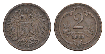 Австрия 2 геллера 1912 Франц Иосиф I (1848-1916) KM 2801 бронза 4639-1028