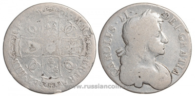 Англия 1 крона 1681 Карл II (1660-1685) Spink 3359, KM 445.1 серебро 00-805-45