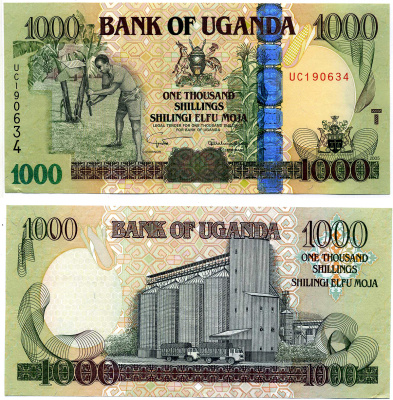 УГАНДА 1000 шиллингов 2005 Pick 43a бумага XF 7486-67-2-1