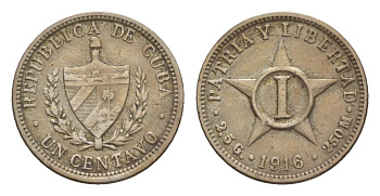 Куба 1 сентаво 1916 KM 9.1 медно-никель 4658-1016