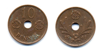 ФИНЛЯНДИЯ 10 ПЕННИ 1941 KM 33.1 медь 51-4916