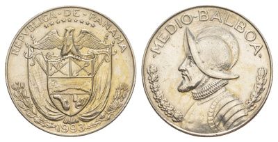 Панама 1/2 бальбоа (50 сентесимо) 1993 редкий год KM 12b медь плакированная медно-никелем 4645-124
