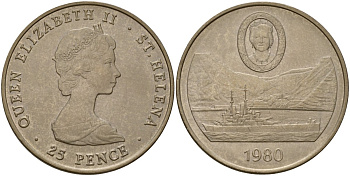 Остров Святой Елены 25 пенсов 1980 80 лет со дня рождения Королевы Матери KM 8 медно-никель 4125-921
