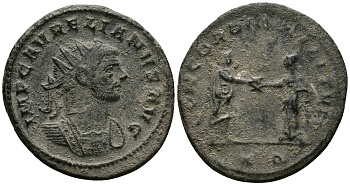 Римская Империя антониниан 274 Аврелиан CONCORDIA MILITVM Сисция Very fine RIC 244 бронза 1073-6-103