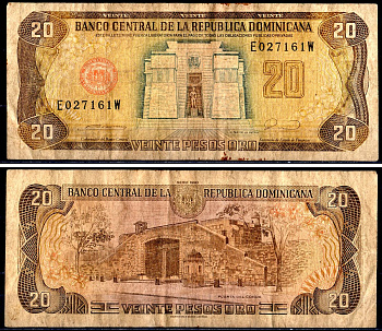 Доминиканская Республика 20 песо 1990 Pick 133 бумага 3295-79-2-2