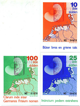 НИДЕРЛАНДЫ НАБОР ИЗ 3 БАНКНОТ ND (10, 25, 100 SKILDEN) FRYSLAN бумага UNC (ПРЕСС) 7146-57-1-2