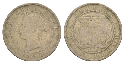 Ямайка 1/2 пенни 1870 Виктория (1837-1901) KM 16 медно-никель 4626-415
