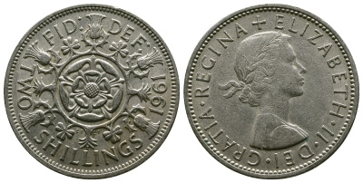 Великобритания 2 шиллинга (флорин) 1961 Елизавета II (1952-2022) KM 906, Spink 4146 медно-никель 4382-315