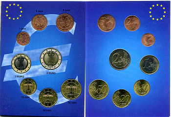 ФРГ евронабор из 8 монет 2002 J  биметалл  UNC  1-6-2-47