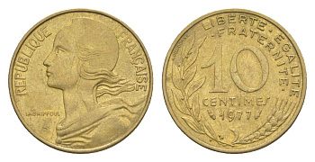 Франция 10 сантимов 1977 тип Morlon KM 929, Le Franc 144.17 алюминиевая бронза 4630-357