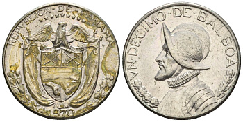 Панама 1/10 бальбоа 1970  KM 10 медь плакированная медно-никелем  aUNC  4609-863