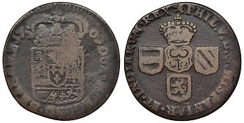 Испанские Нидерланды, Намур 1 лиард 1710  KM 12 медь 1531-312